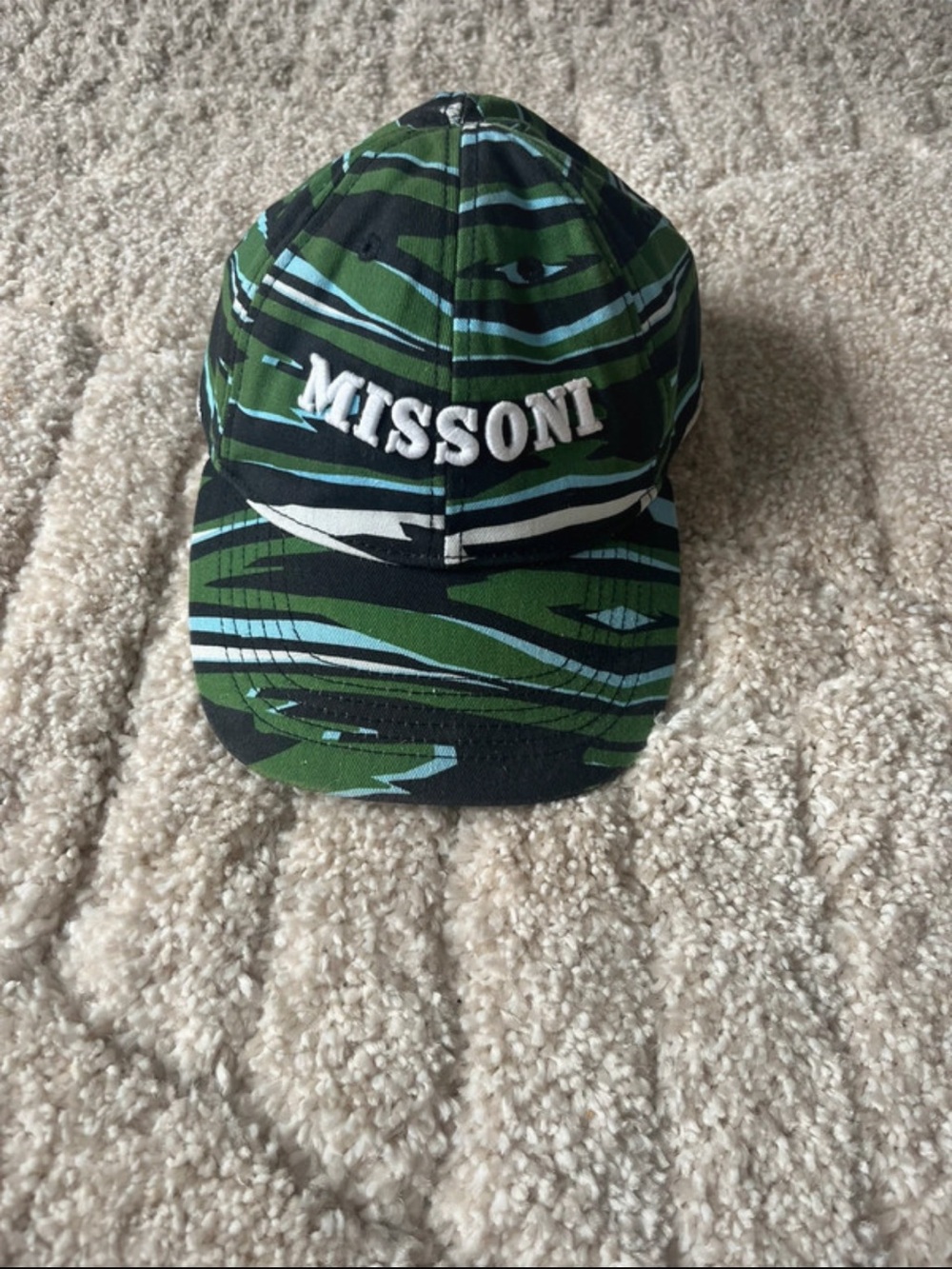 Missoni Green, Black & White Abstract Stripe Cap
